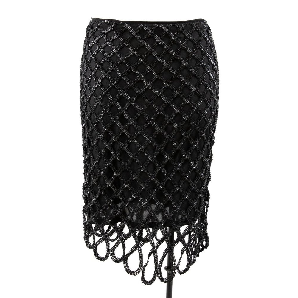 Vintage Y2K Anthro 6 Fishnet Sequin Skirt Black - Picture 8 of 8